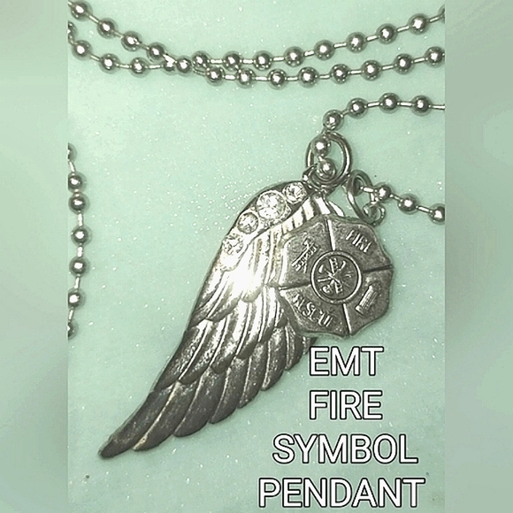 Angel Wing Maltese Cross Fire Rescue Pendant - Picture 10 of 15